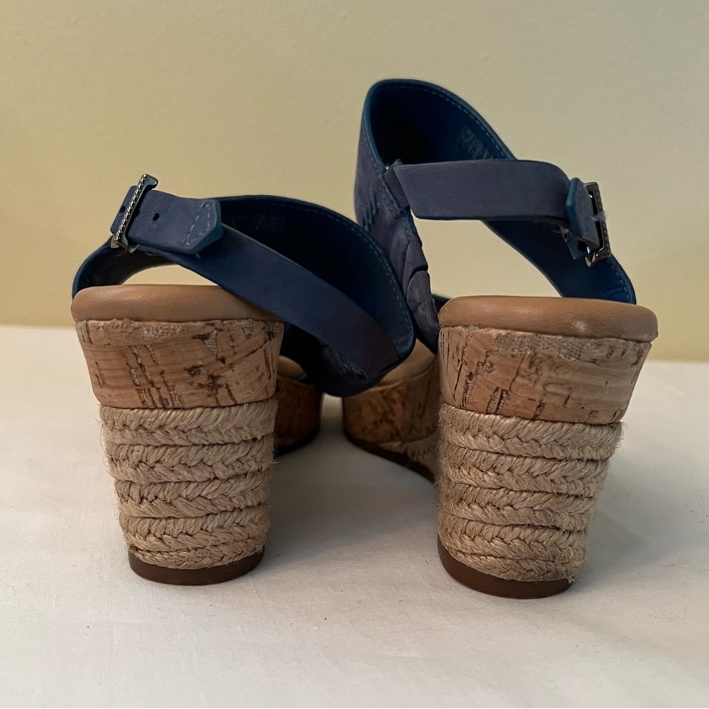 Ugg Blue Nubuck Elena Cork Espadrille Wedge Sandals, Size 7, GUC - Picture 6 of 13